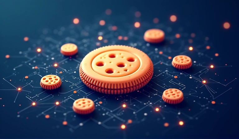 Illustrazione di biscotti digitali che rappresentano i cookie web